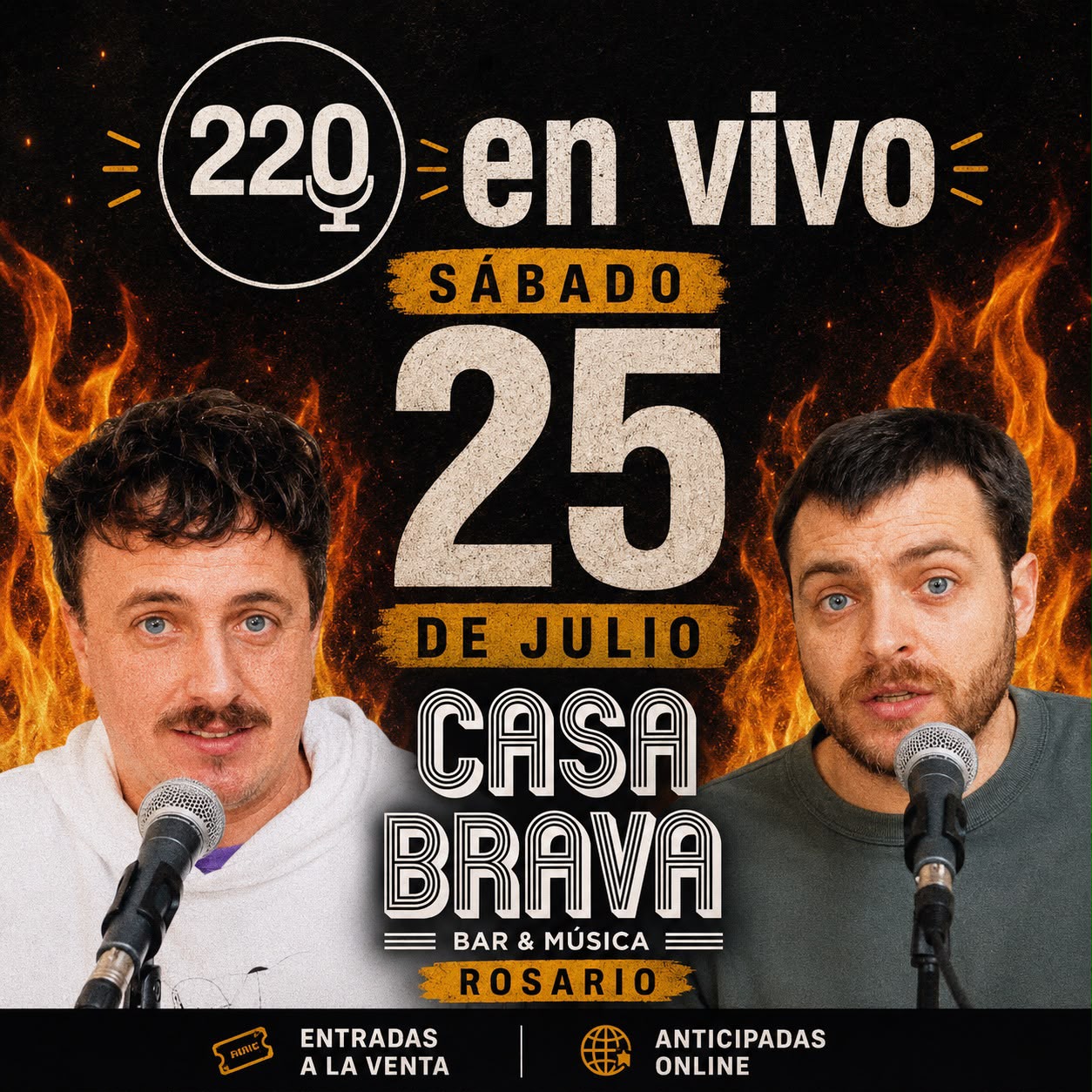 Flyer del evento 220 Podcast en vivo